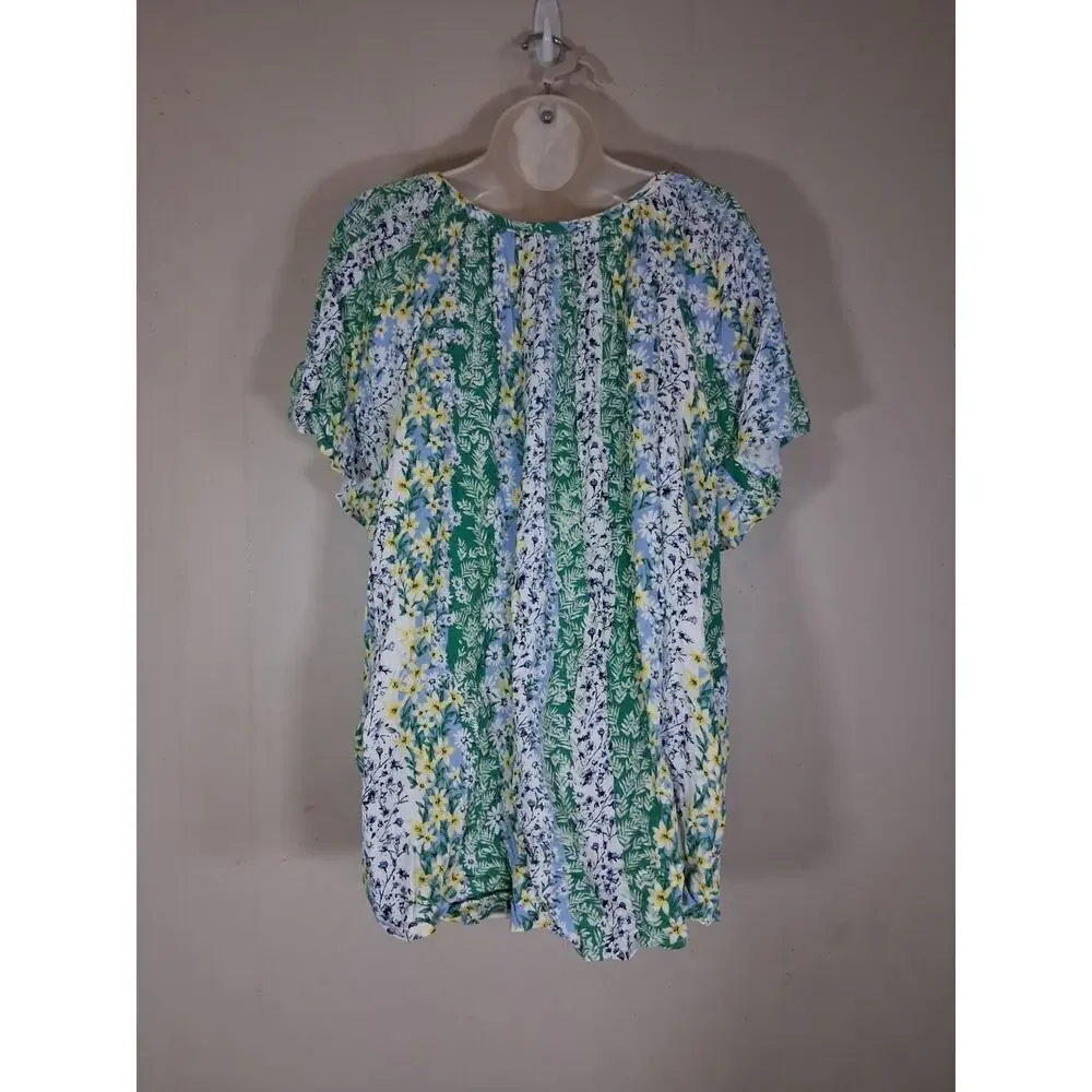Faith & Zoe Floral Peasant Blouse 3X Plus Size Boho Flowy NWT